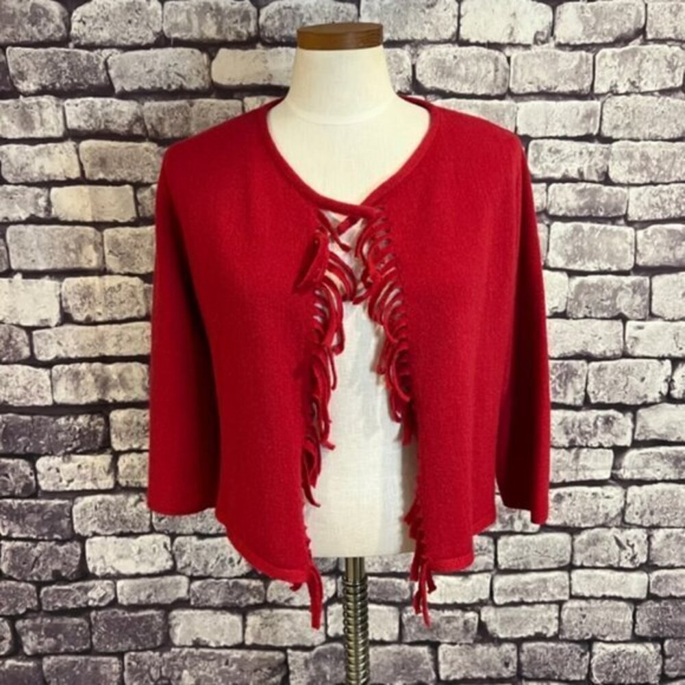 Chico's Red No Close Wool Cardigan Sweater Size Small